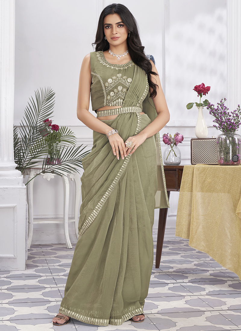 Store Shimmer goergette ready to wear saree